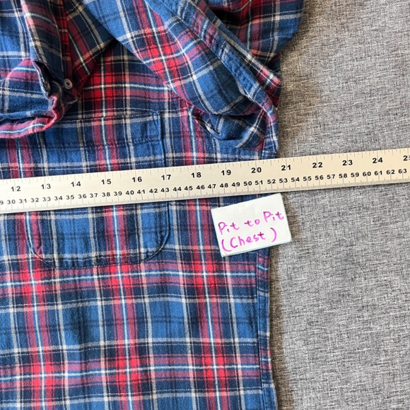Naked & Famous Button Down Plaid Long Sleeve Shirt - Men's Size M - Blue Red - Picture 6 of 9